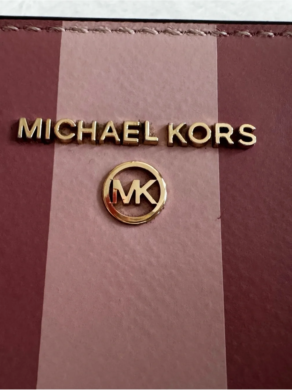 Michael Kors Pink Stripe MK Logo Wristlet